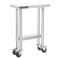 Food Prep Stainless Steel Table - Durasteel 24 X 12 Inch Metal Table Cart - Commercial Workbench With Caster Wheel - Nsf Certified - For Restaurant, Warehouse, Home, Kitchen, Garage