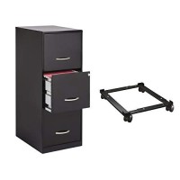 Hirsh Industries Soho 2 Piece 3 Drawer Letter File Cabinet And Mobile File Caddy In Black