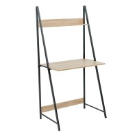 C-Hopetree Ladder Desk With Shelf - Student Study Table - Black Metal Frame