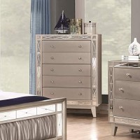 Benjara Benzara Wooden Chest With Drawers, Silver