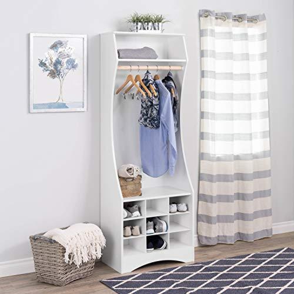 Prepac White Compact Wardrobe With Shoe Storage,