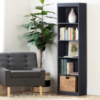 South Shore Axess 5-Shelf Narrow Bookcase, Blueberry