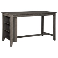 Signature Design By Ashley Caitbrook Rustic Counter Height Dining Table With Storage, Dark Gray