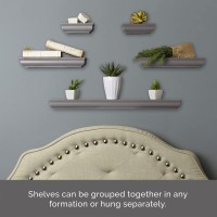Melannco Floating Molding Shelves For Bedroom, Living Room, Bathroom, Kitchen, Nursery, Set Of 5, Gray