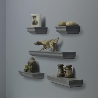 Melannco Floating Molding Shelves For Bedroom, Living Room, Bathroom, Kitchen, Nursery, Set Of 5, Gray