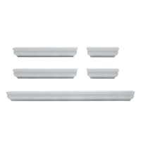 Melannco Floating Molding Shelves For Bedroom, Living Room, Bathroom, Kitchen, Nursery, Set Of 5, White