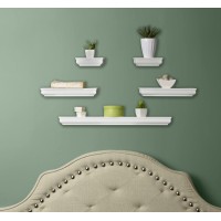 Melannco Floating Molding Shelves For Bedroom, Living Room, Bathroom, Kitchen, Nursery, Set Of 5, White