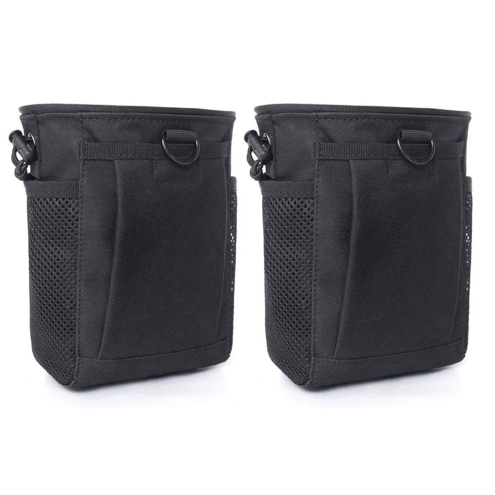 Tactical Molle Drawstring Magazine Dump Pouch, Adjustable Military Utility Belt Fanny Hip Holster Bag Outdoor Ammo Pouch (2 Pack-Black)