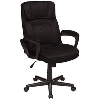 Amazon Basics Classic Office Desk Computer Chair - Adjustable, Swiveling, Ultra-Soft Microfiber - Black, Lumbar Support