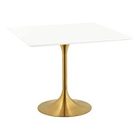 Modway Lippa 28 Mid-Century Modern Dining Table With Square Top In Gold White