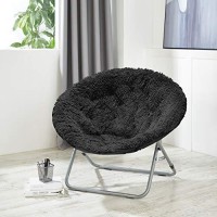 Urban Shop Oversized Mongolian Faux Fur Saucer Chair, Black