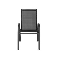Flash Furniture 5 Pack Brazos Series Black Outdoor Stack Chair With Flex Comfort Material And Metal Frame