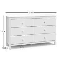 Storkcaft Alpine 6 Drawer Dresser (White) ?Stylish Storage Dresser Chest For Bedroom, 6 Spacious Drawers With Handles, Coordinates With Any Kids Bedroom Or Baby Nursery