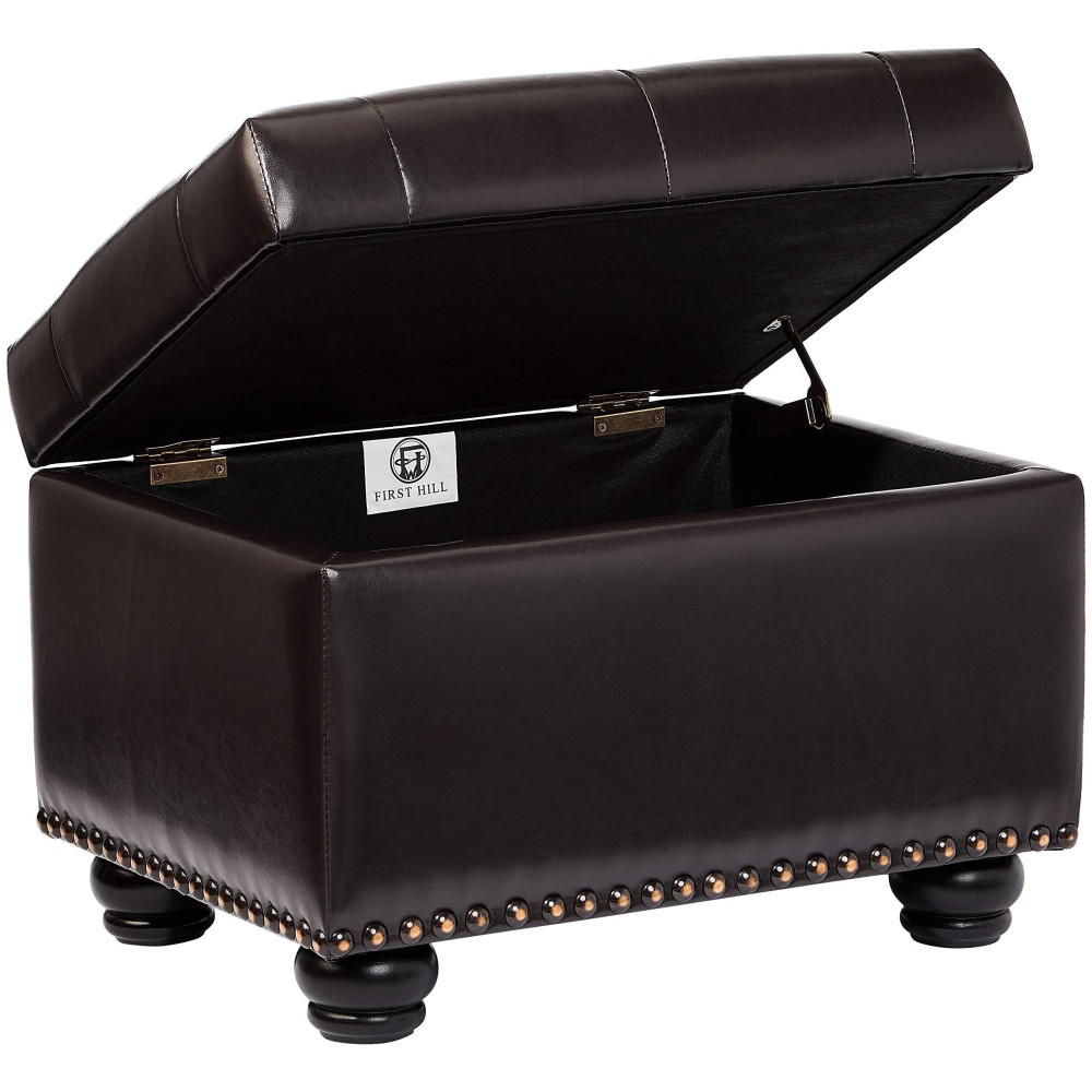 First Hill Fhw Deep Tufting Storage Ottoman, Espresso