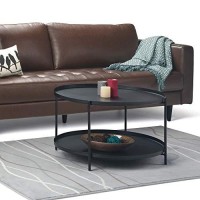 Simplihome Monet Industrial 32 Inch Wide Metal Coffee Table In Black, For The Living Room And Family Room