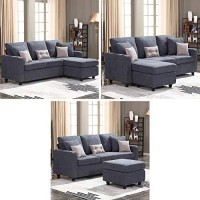 Honbay Convertible Sectional Sofa, L Shaped Couch With Reversible Chaise For Small Space, Dark Grey
