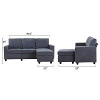 Honbay Convertible Sectional Sofa, L Shaped Couch With Reversible Chaise For Small Space, Dark Grey