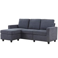 Honbay Convertible Sectional Sofa, L Shaped Couch With Reversible Chaise For Small Space, Dark Grey