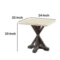 Benjara, White And Brown Benzara Wooden End Table With Tri-Pod Base