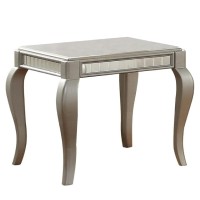 Benjara Benzara Wooden End Table With Cabriole Legs, Silver