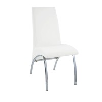 Benjara Metal Side Chair With Upholstery, Set Of Two, White And Silver