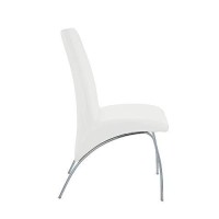 Benjara Metal Side Chair With Upholstery, Set Of Two, White And Silver