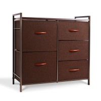 Romoon Dresser For Bedroom, Fabric Dresser With 5 Drawers, Small Dresser For Closet, Clothes, Hallway (Brown)