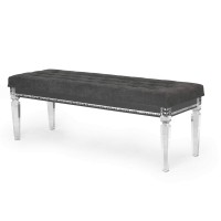 Best Quality Furniture Bellagio Bench Only Only, Metallic Gray