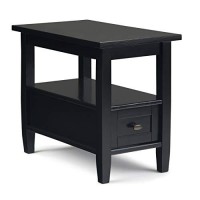 Simplihome Warm Shaker Solid Wood 14 Inch Wide Rectangle Rustic Narrow Side Table In Black With Storage, 1 Drawer And 1 Shelf, For The Living Room And Bedroom
