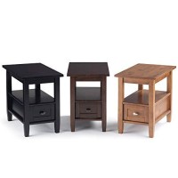 Simplihome Warm Shaker Solid Wood 14 Inch Wide Rectangle Rustic Narrow Side Table In Black With Storage, 1 Drawer And 1 Shelf, For The Living Room And Bedroom