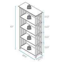 Casual Home Mission Style 5-Shelf White Bookcase,310-61