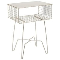 Mdesign Steel Side Table Nightstand With Storage Shelf Basket For Bedroom, Living Room, Home Office Rustic Bedside End Table, Industrial Modern Accent Furniture - Concerto Collection - Matte Satin