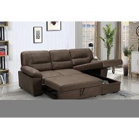 Kipling Saddle Brown Microfiber Reversible Sleeper Sectional Sofa Chaise