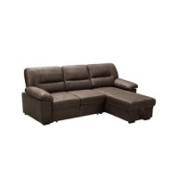 Kipling Saddle Brown Microfiber Reversible Sleeper Sectional Sofa Chaise