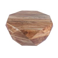 The Urban Port 33-Inch Diamond Shape Acacia Wood Coffee Table With Smooth Top, Natural Brown