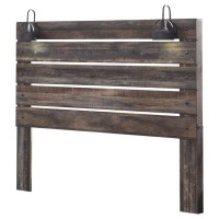 Signature Design By Ashley Drystan Rustic Panel Headboard Only With Usb Charging Stations, King, Brown