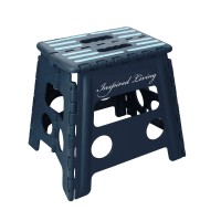 Inspired Living 13 Step Stool, Folding Step Stools For Adults, Plastic Foldable Step Stools Kids, Holds Up To 330 Lbs, Collapsible Folding Stool For Kitchen, Bathroom, Bedroom - Navy