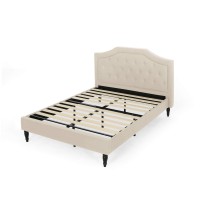Christopher Knight Home Veromca Theresa Contemporary Fabric Upholstered Queen Sized Bed Set, Beige, Dark Brown