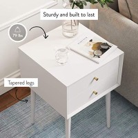 Nathan James Harper Modern Nightstand Side Accent Or End Table With Storage Drawer, 1, White