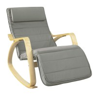 Haotian Fst16-Dg Comfortable Relax Rocking Chair With Foot Rest Design, Lounge Chair, Recliners Poly-Cotton Fabric Cushion (Grey)
