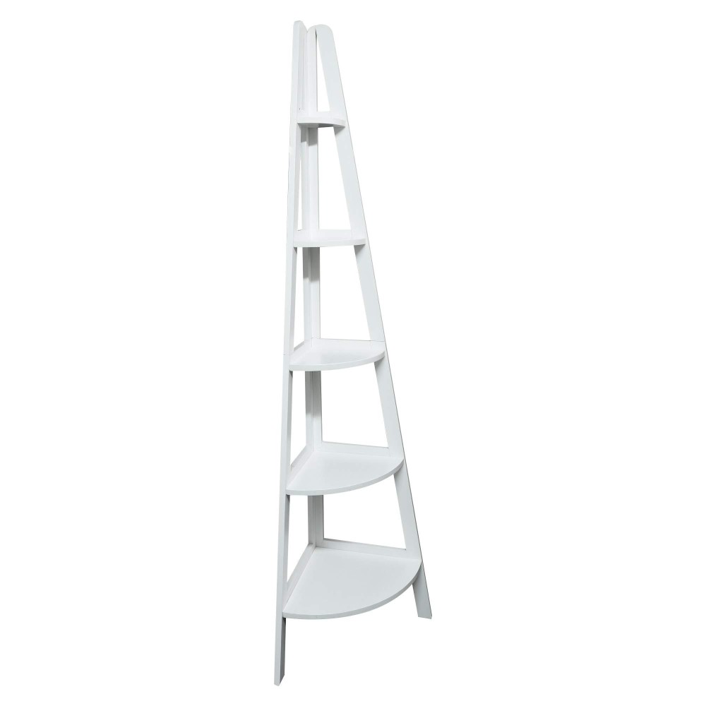 Casual Home 5-Shelf Corner Ladder Bookcase, White (Pack Of 1)