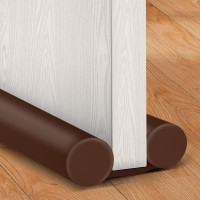 Maxtid Door Draft Stoppers Brown Adjustable 32-38 Inches Double Sided Draft Blocker For Cat Door Air Stopper Door Sweep
