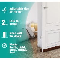 Maxtid Door Draft Stoppers Brown Adjustable 32-38 Inches Double Sided Draft Blocker For Cat Door Air Stopper Door Sweep
