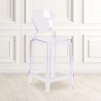 Emma + Oliver Ghost Counter Stool With Tear Back In Transparent Crystal