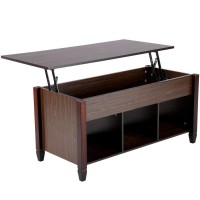 Yaheetech Wood Lift Top Coffee Table With Hidden Storage And Shelf, Espresso Coffee Tea Table With Lift Top, Home Living Room Furniture