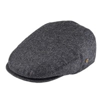 Voboom Mens Herringbone Flat Ivy Newsboy Hat Wool Blend Gatsby Cabbie Cap (Dark Grey, 7 78)