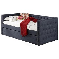 Best Master Furniture Laura Tufted Daybed + Trundle, Twin, Grey