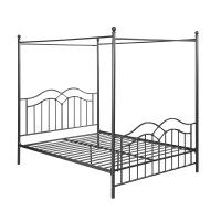 Christopher Knight Home Simona Traditional Iron Canopy Queen Bed Frame, Charcoal Gray