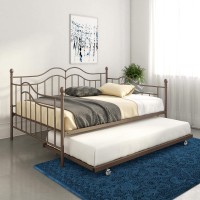 Dhp Tokyo Daybed And Trundle With Metal Frame, Full Over Twin Size, Brushed Bronze