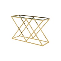 Best Master Mishie Angled Stainless Steel Clear Glass Console Table In Gold